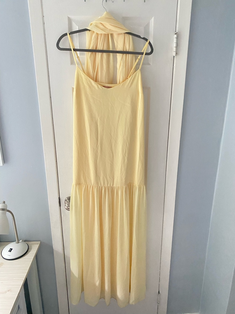 Show Me Your Mumu Light Yellow Spaghetti Strap Maxi Dress With Scarf